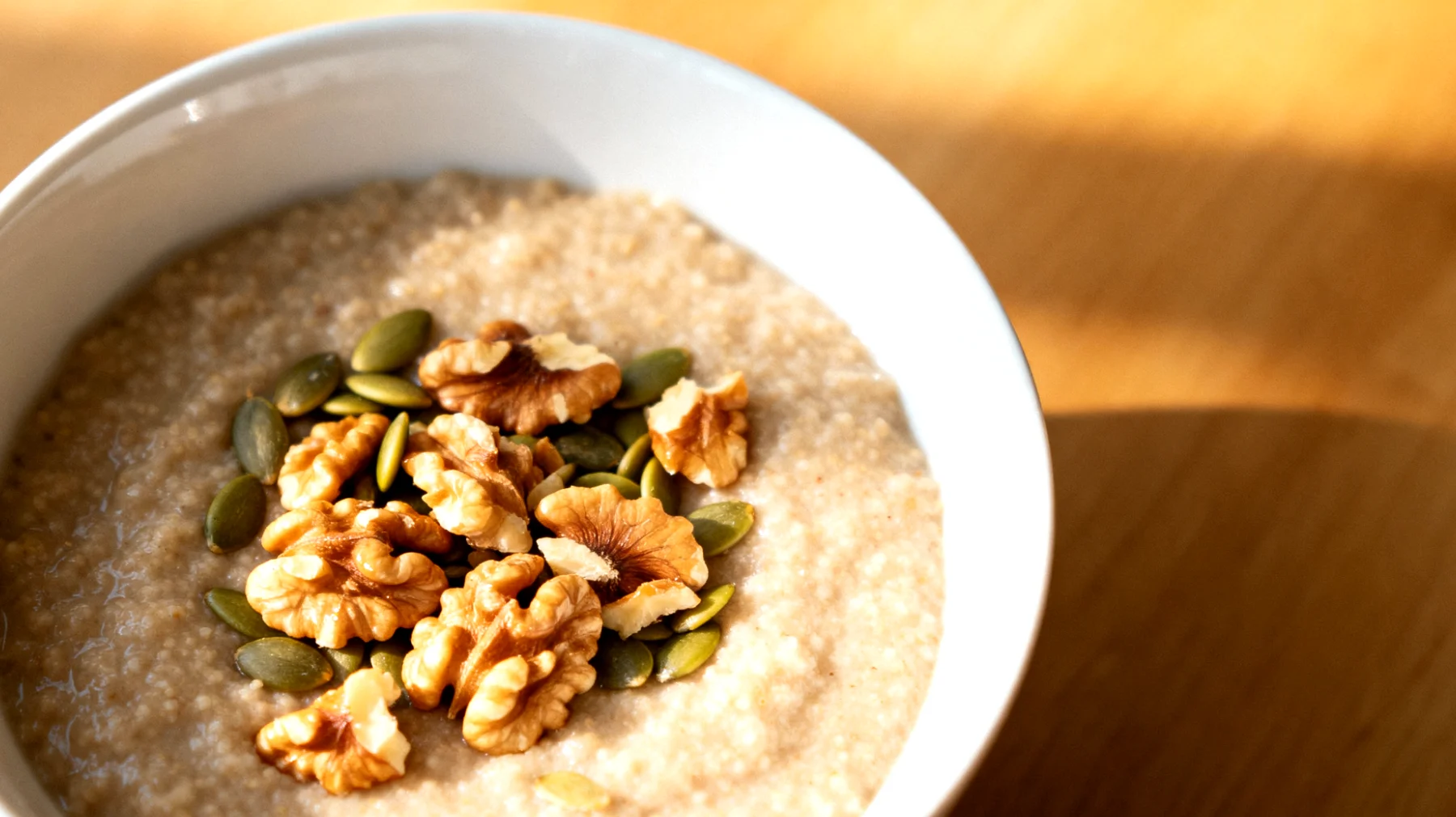 Amaranth-Porridge mit Walnüssen und Kürbiskernen"