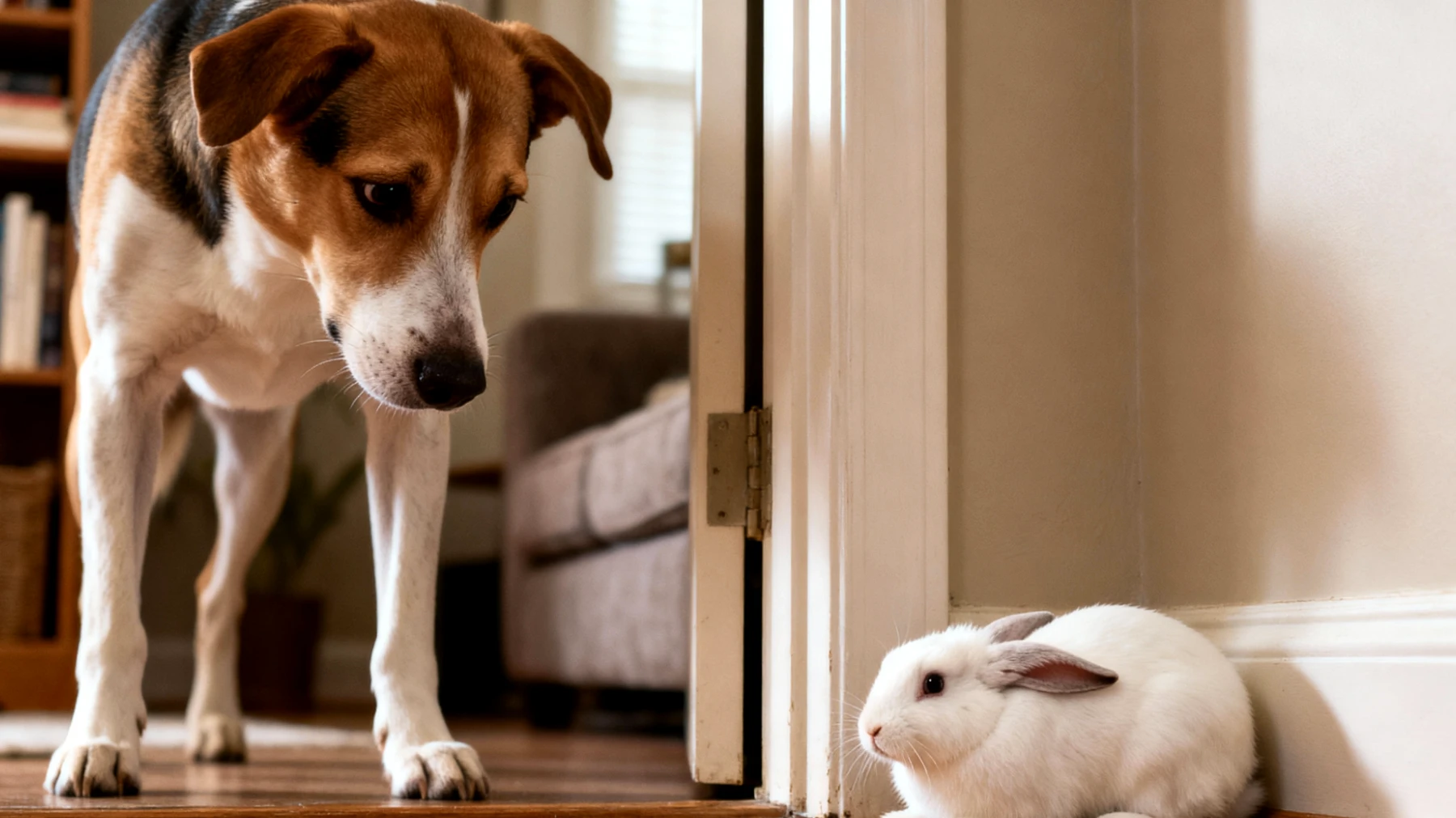 Kaninchen zeigen häufig Stress und Angst, wenn sie mit anderen Tieren zusammenleben, insbesondere mit Hunden oder Katzen, die als natürliche Feinde wahrgenommen werden. Dies kann zu Verhaltensproblemen wie Aggression, übermäßigem Verstecken, Appetitlosigkeit oder Unsauberkeit führen."