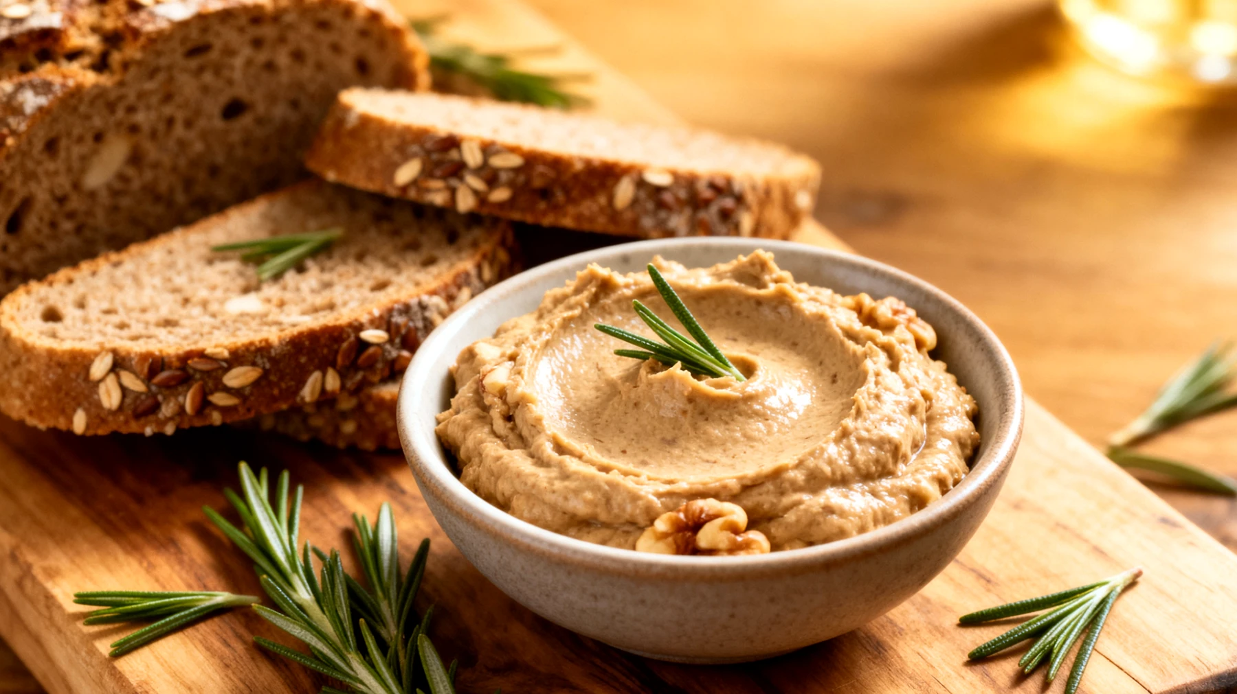 Walnuss-Rosmarin-Aufstrich mit Buchweizenbrot"