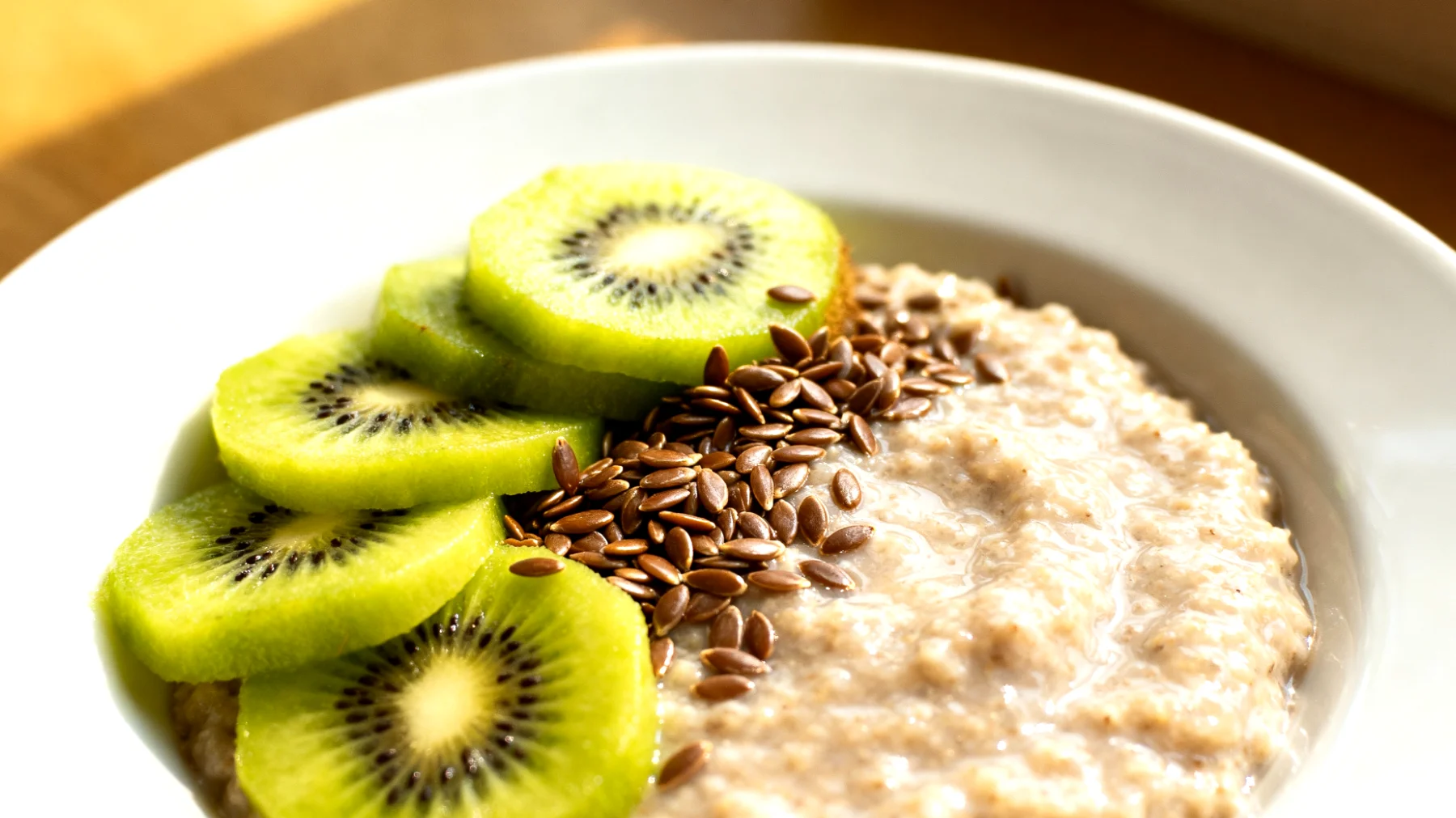Flohsamenschalen-Pudding mit Kiwi und Leinsamen"