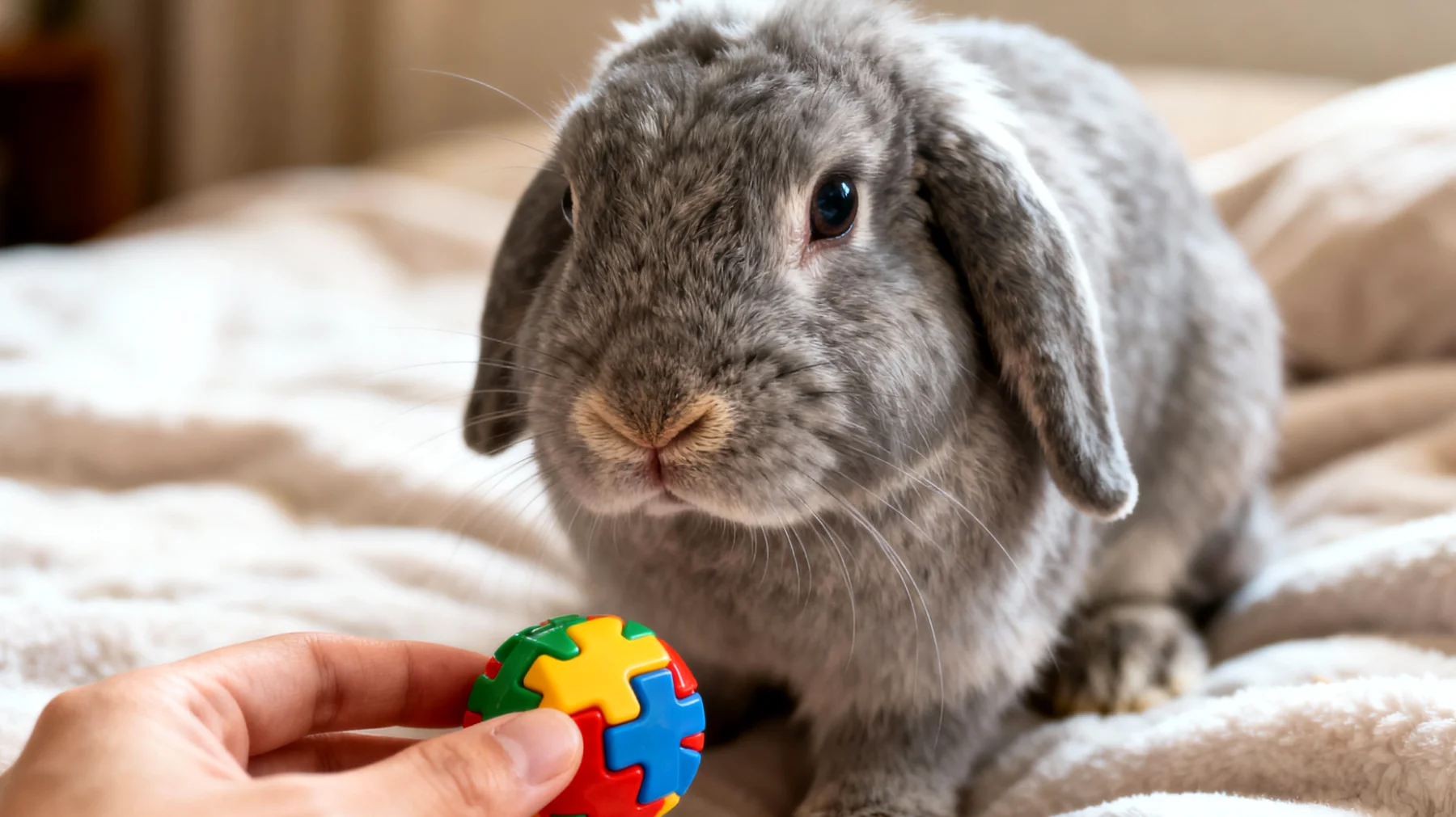 Ältere Kaninchen benötigen oft spezielle Trainings- und Verhaltensübungen, die ihrer reduzierten Mobilität und kognitiven Veränderungen angepasst sind, um geistig aktiv zu bleiben und Verhaltensauffälligkeiten vorzubeugen"