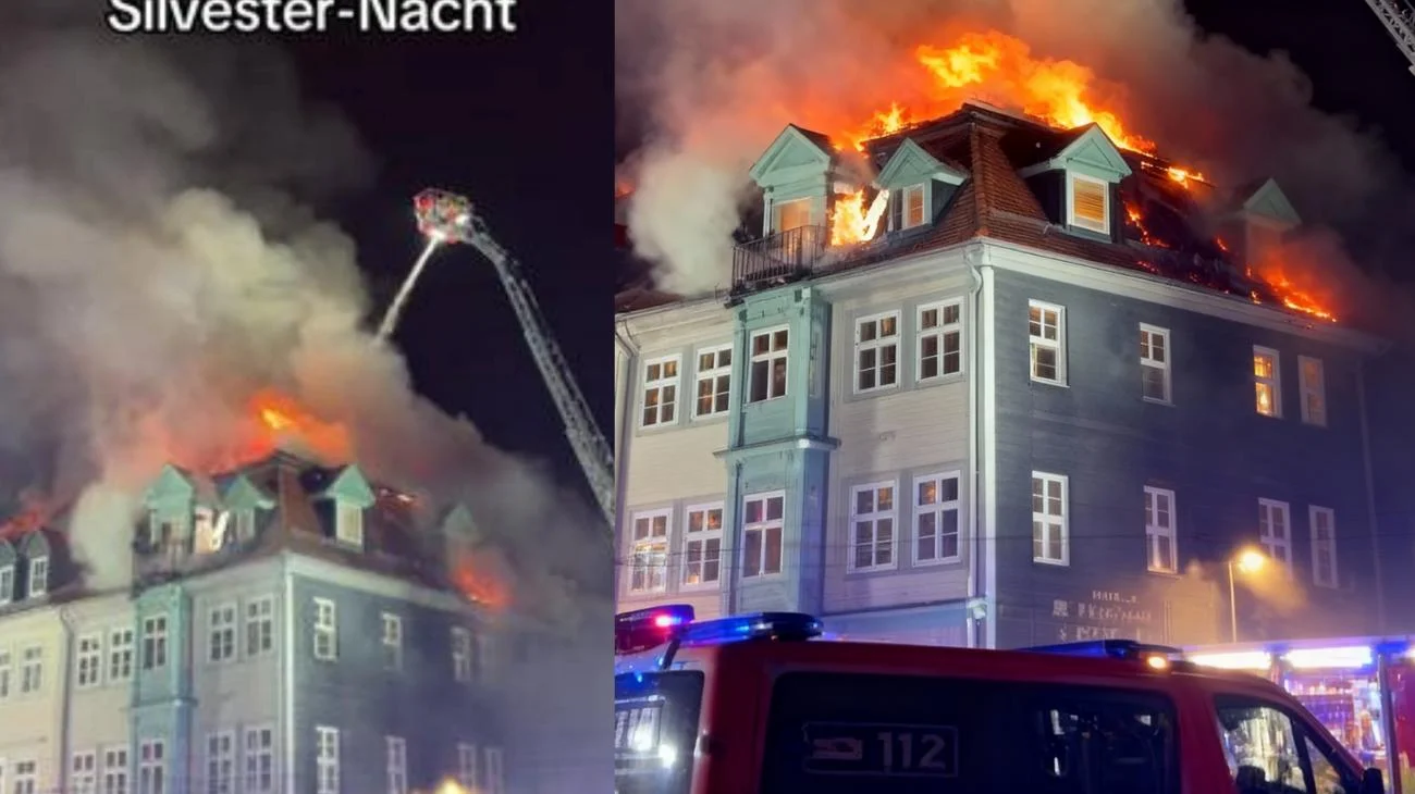 Haus brennt am Domplatz in Erfurt in Silvester Nacht. #erfurt #brand #feuerwehr #fyp"